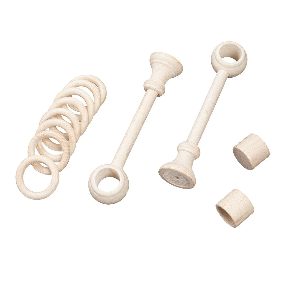 Galerie simpla lemn masiv Cafiro, consola standard, nuanta alb-antic, 300 cm - KIT COMPLET