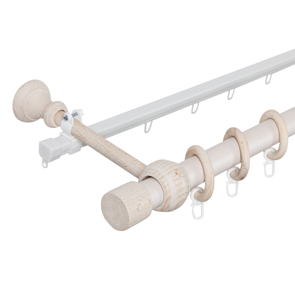 Simple solid wood Cafiro gallery, antique white shade, 240 cm - U-rail included