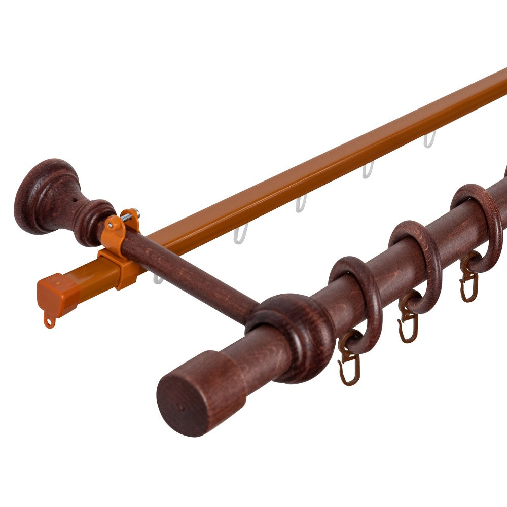 Simple solid wood Cafiro gallery, mahogany shade, 200 cm - U-RAIL INCLUDED