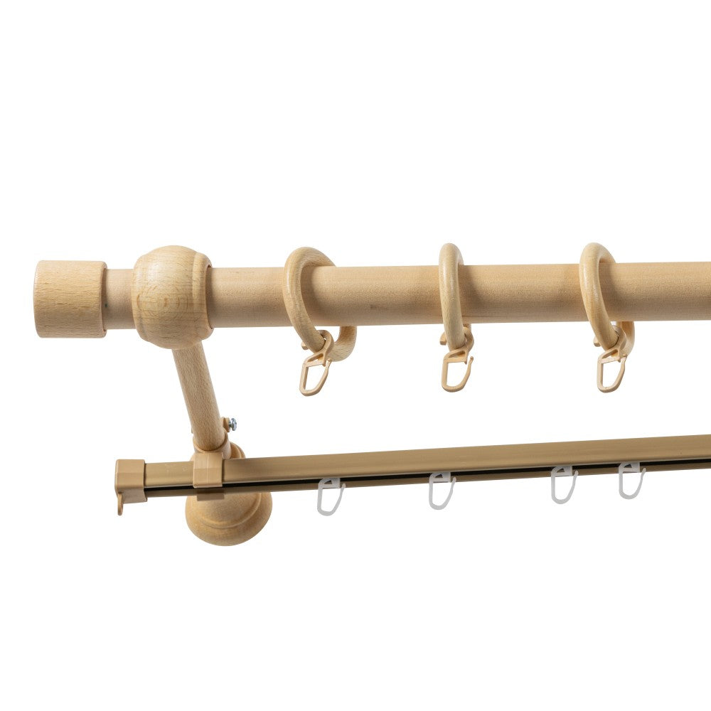 Simple solid wood Cafiro gallery, natural shade, 180 cm - U-RAIL INCLUDED