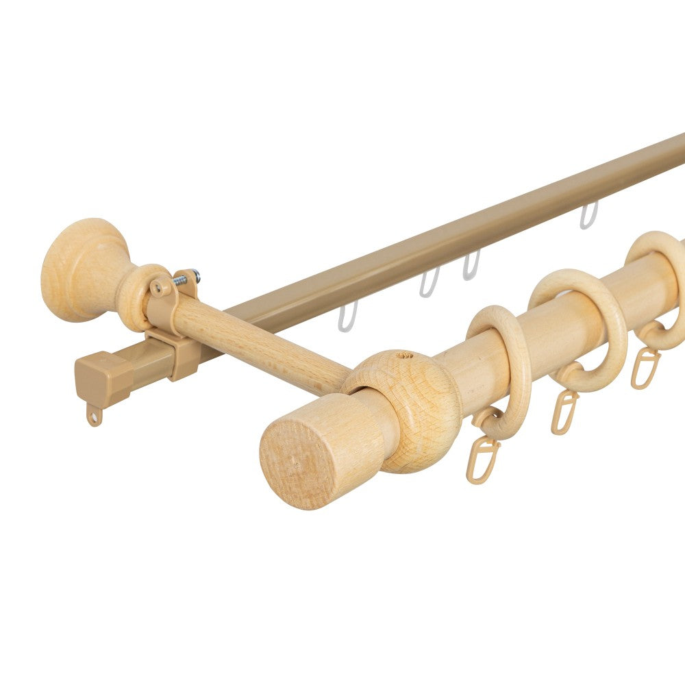 Simple solid wood Cafiro gallery, natural shade, 300 cm - U-RAIL INCLUDED