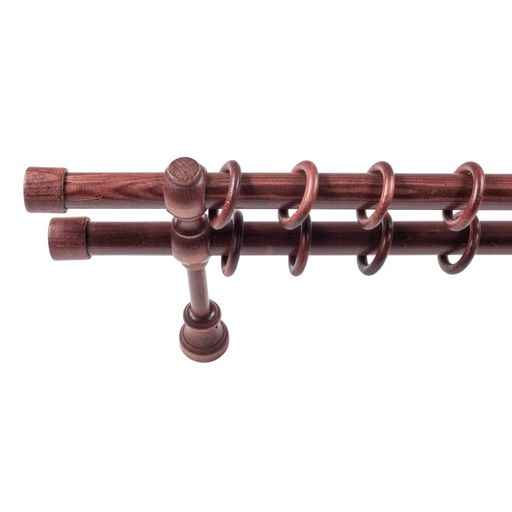 Double gallery solid wood Cafiro, mahogany shade, 360 cm - COMPLETE KIT