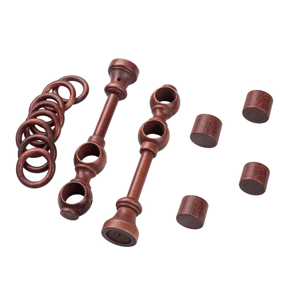 Double gallery solid wood Cafiro, mahogany shade, 260 cm - COMPLETE KIT