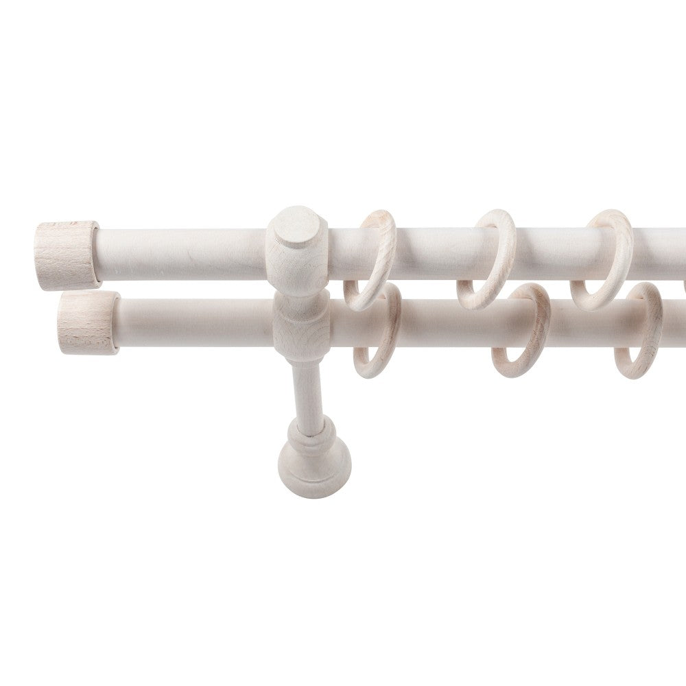 Galerie dubla lemn masiv Cafiro, nuanta alb-antic, 320 cm - KIT COMPLET