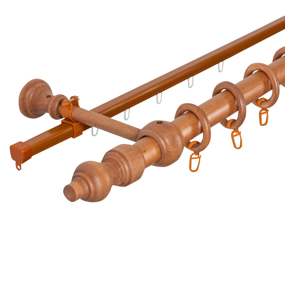 Simple solid wood gallery Filigrano, cherry shade, 240 cm - U-RAIL INCLUDED