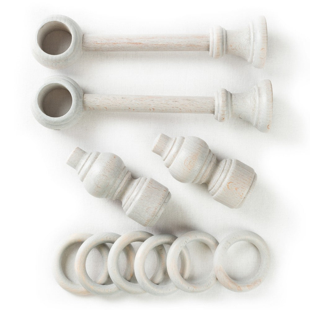 Galerie simpla lemn masiv Filigrano, consola standard, nuanta gri-antic, 320 cm - KIT COMPLET