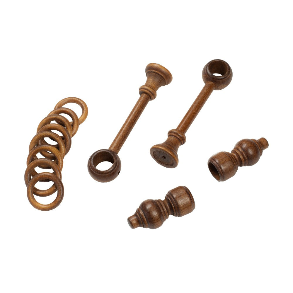Galerie simpla lemn masiv Filigrano, consola standard, nuanta nuc, 280 cm - KIT COMPLET