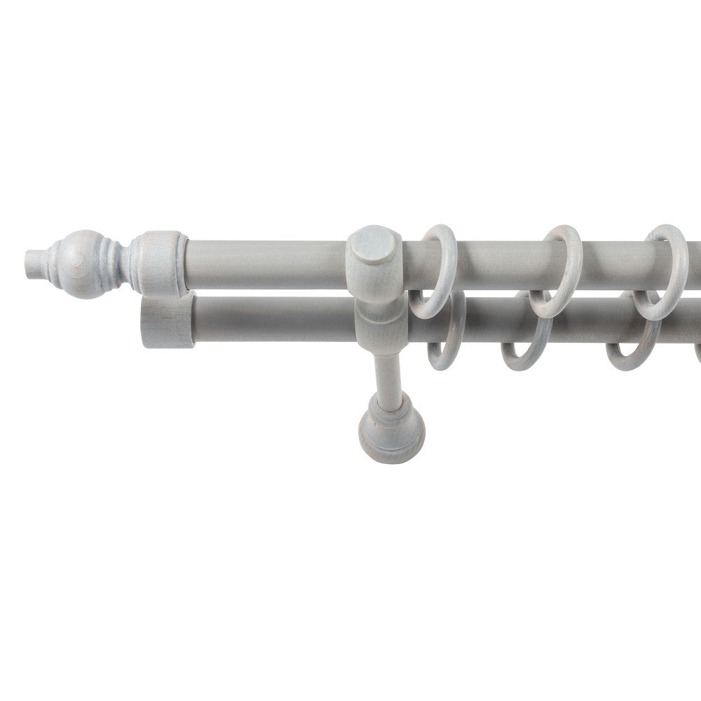 Galerie dubla lemn masiv Filigrano, nuanta gri-antic, 280 cm - KIT COMPLET