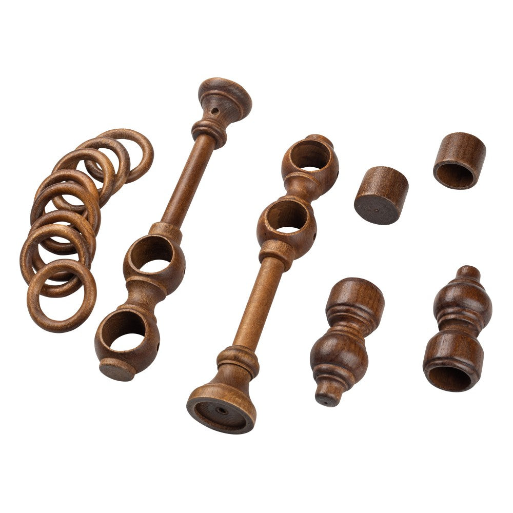 Galerie dubla lemn masiv Filigrano, nuanta nuc, 200 cm - KIT COMPLET