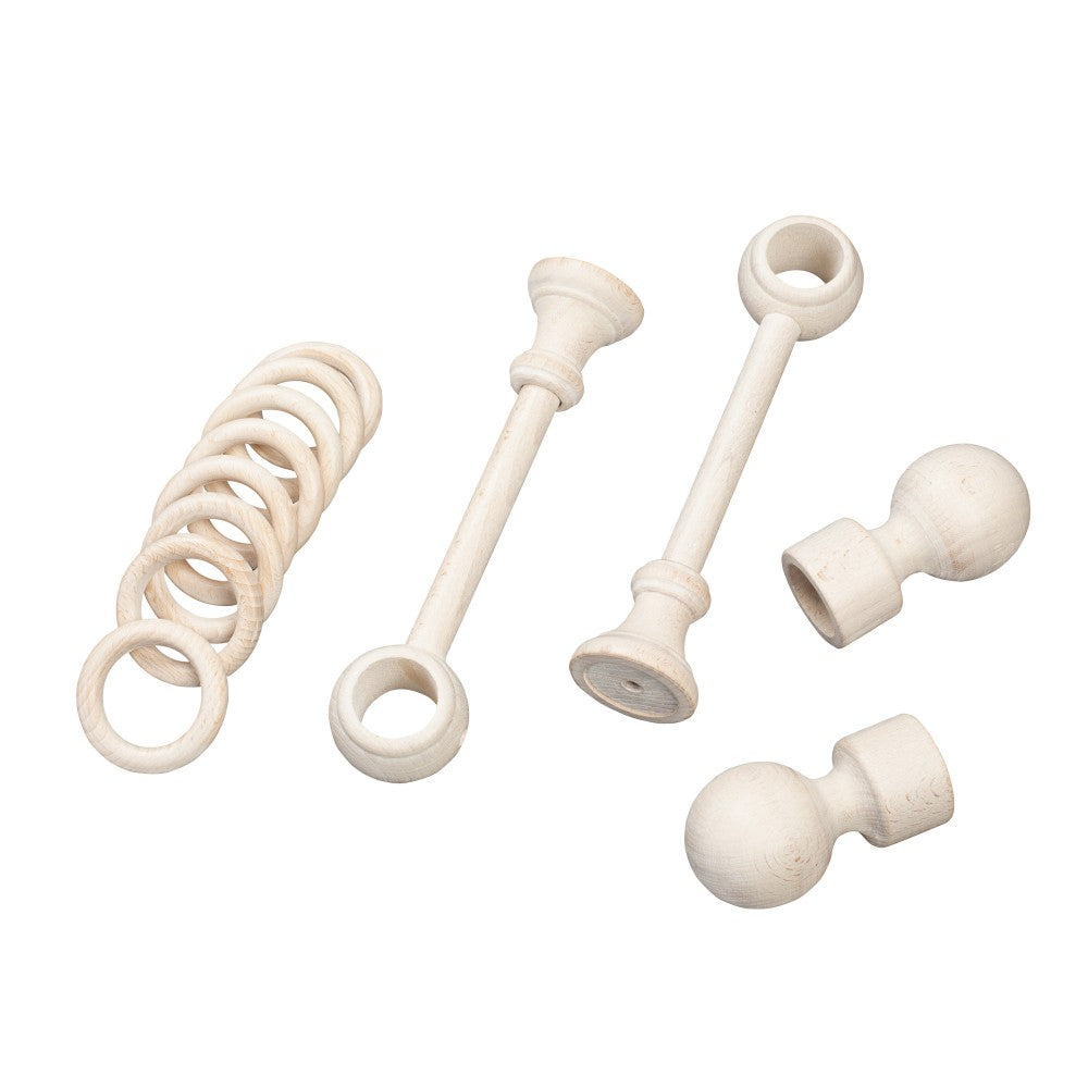 Galerie simpla lemn masiv Giro, consola standard, nuanta alb-antic, 280 cm - KIT COMPLET
