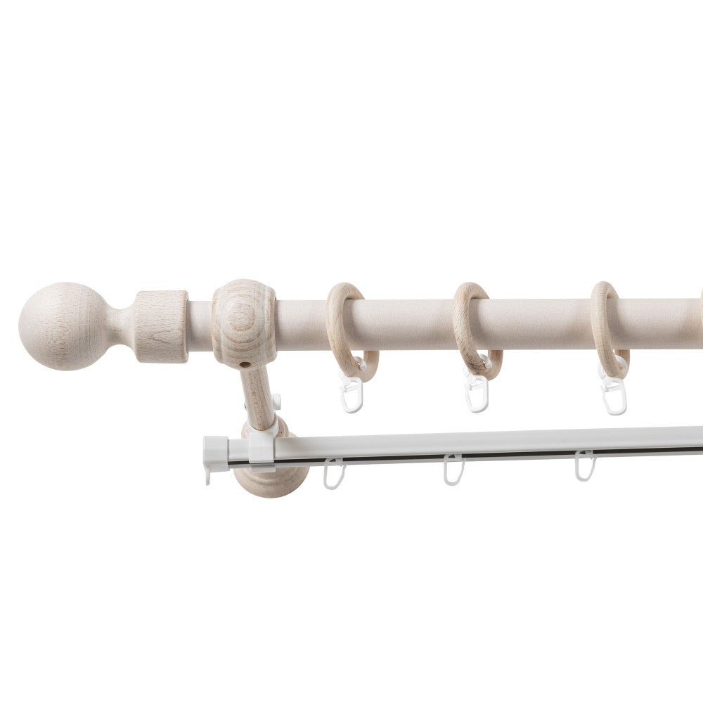 Simple solid wood gallery Giro, antique white shade, 300 cm - U-RAIL INCLUDED