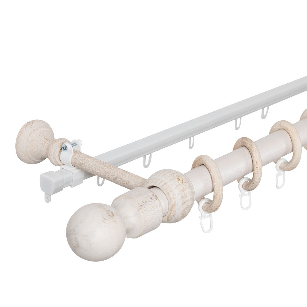 Simple solid wood gallery Giro, antique white shade, 240 cm - U-RAIL INCLUDED