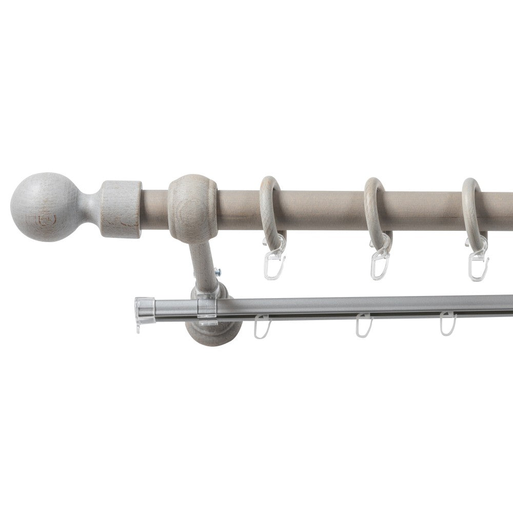 Simple solid wood gallery Giro, antique gray shade, 200 cm - U-RAIL INCLUDED