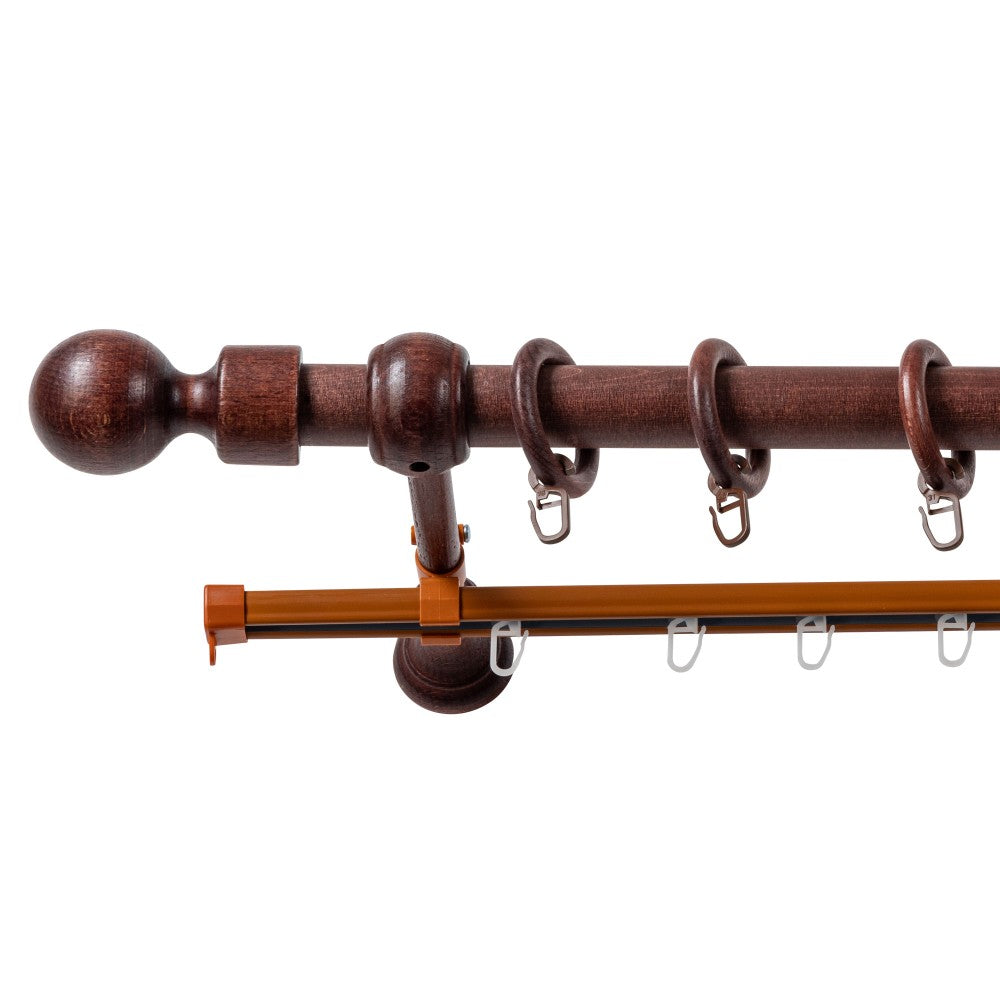Simple solid wood gallery Giro, mahogany shade, 120 cm - U-RAIL INCLUDED