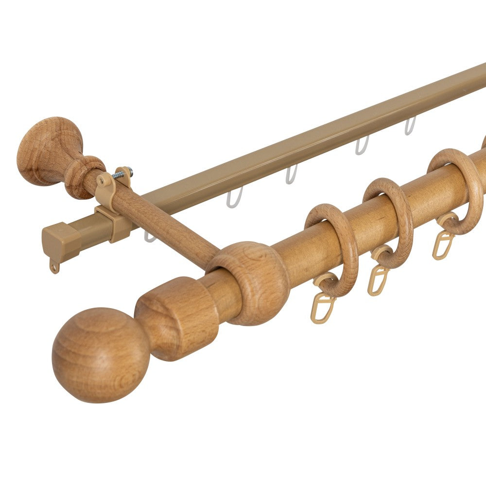 Simple solid wood gallery Giro, oak shade, 220 cm - U-RAIL INCLUDED