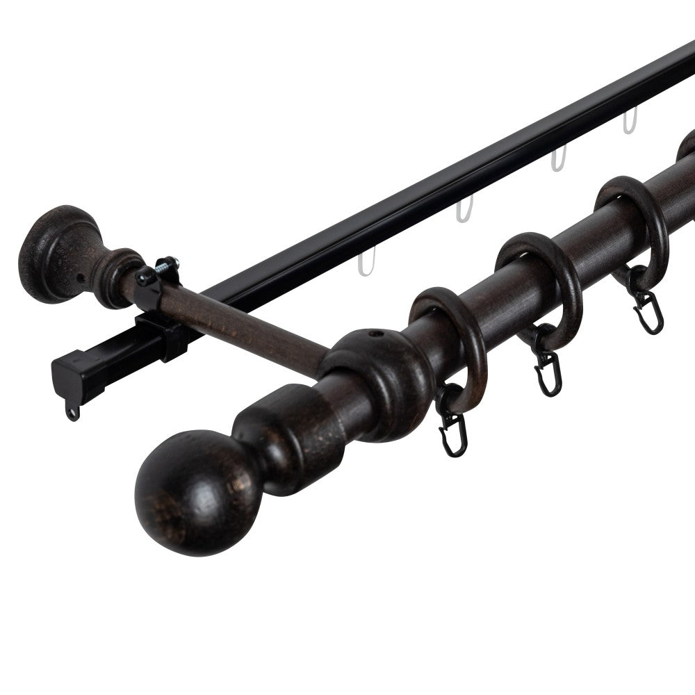 Simple solid wood gallery Giro, wenge shade, 280 cm - U-RAIL INCLUDED