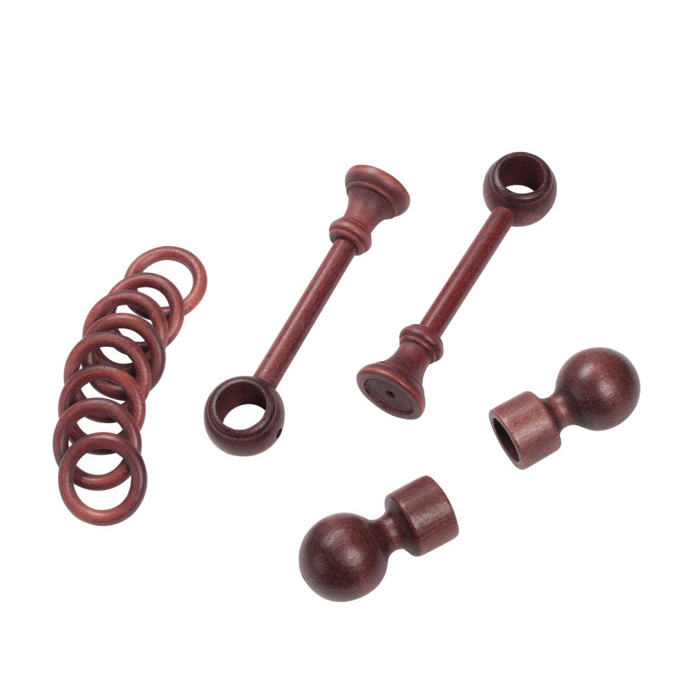 Galerie simpla lemn masiv Giro, consola standard, nuanta mahon, 400 cm - KIT COMPLET