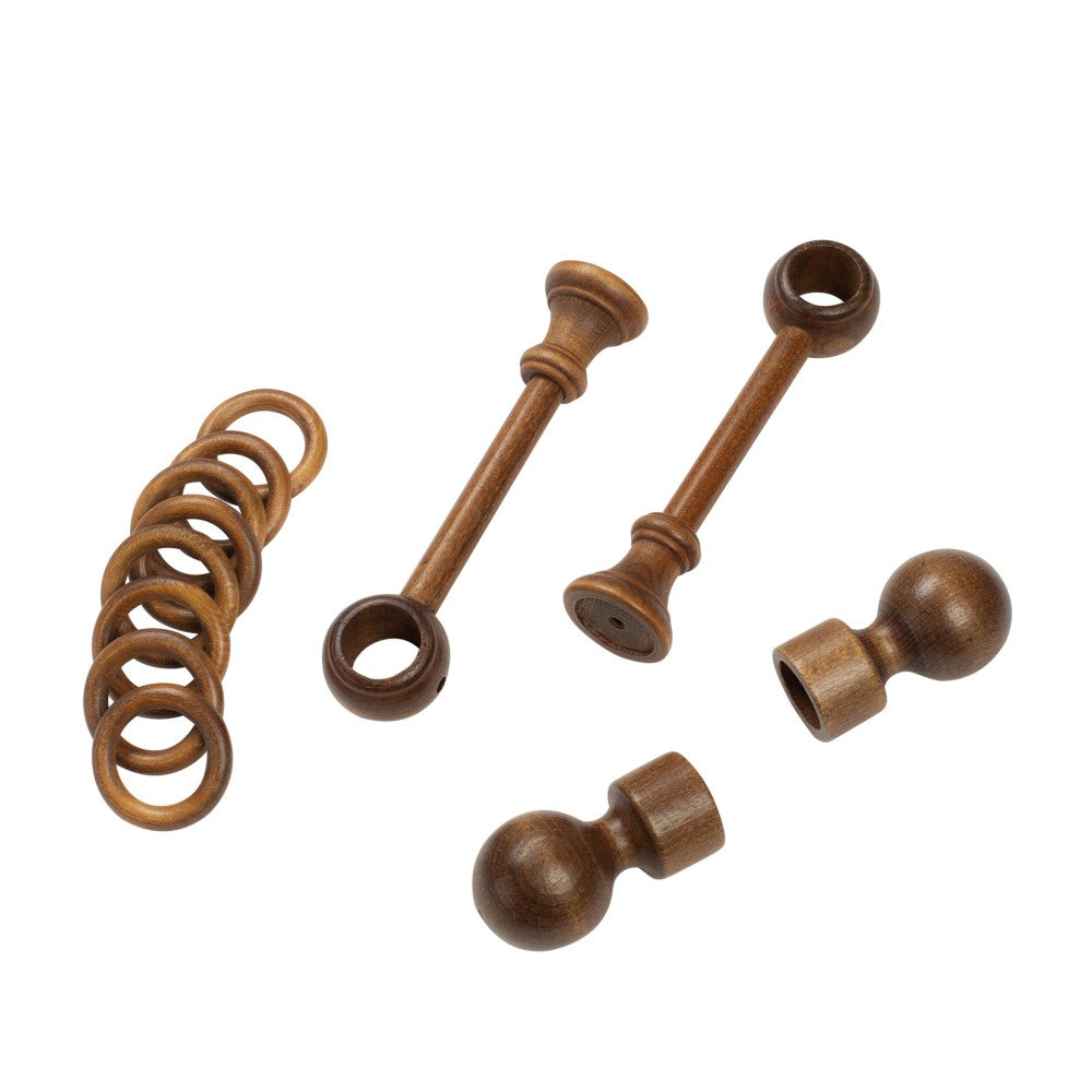Galerie simpla lemn masiv Giro, consola standard, nuanta nuc, 320 cm - KIT COMPLET