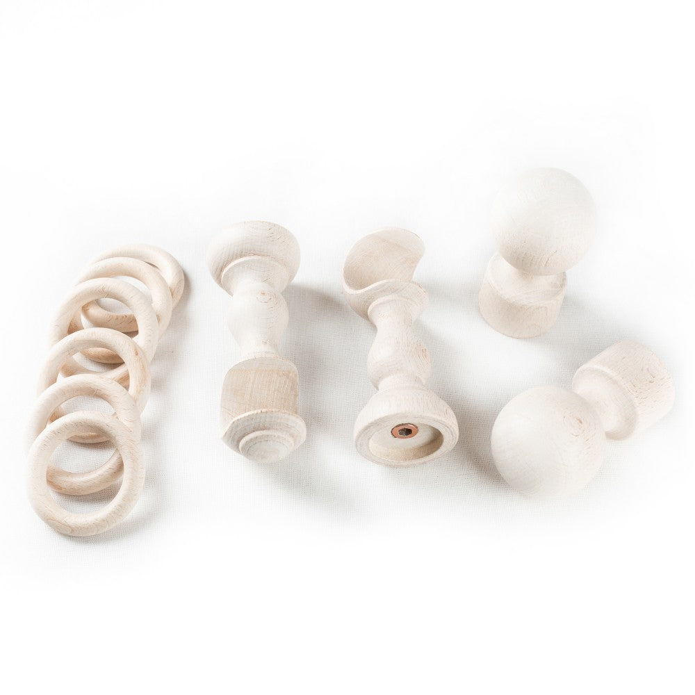 Galerie simpla lemn masiv Giro, consola clasica, nuanta alb-antic, 260 cm - KIT COMPLET