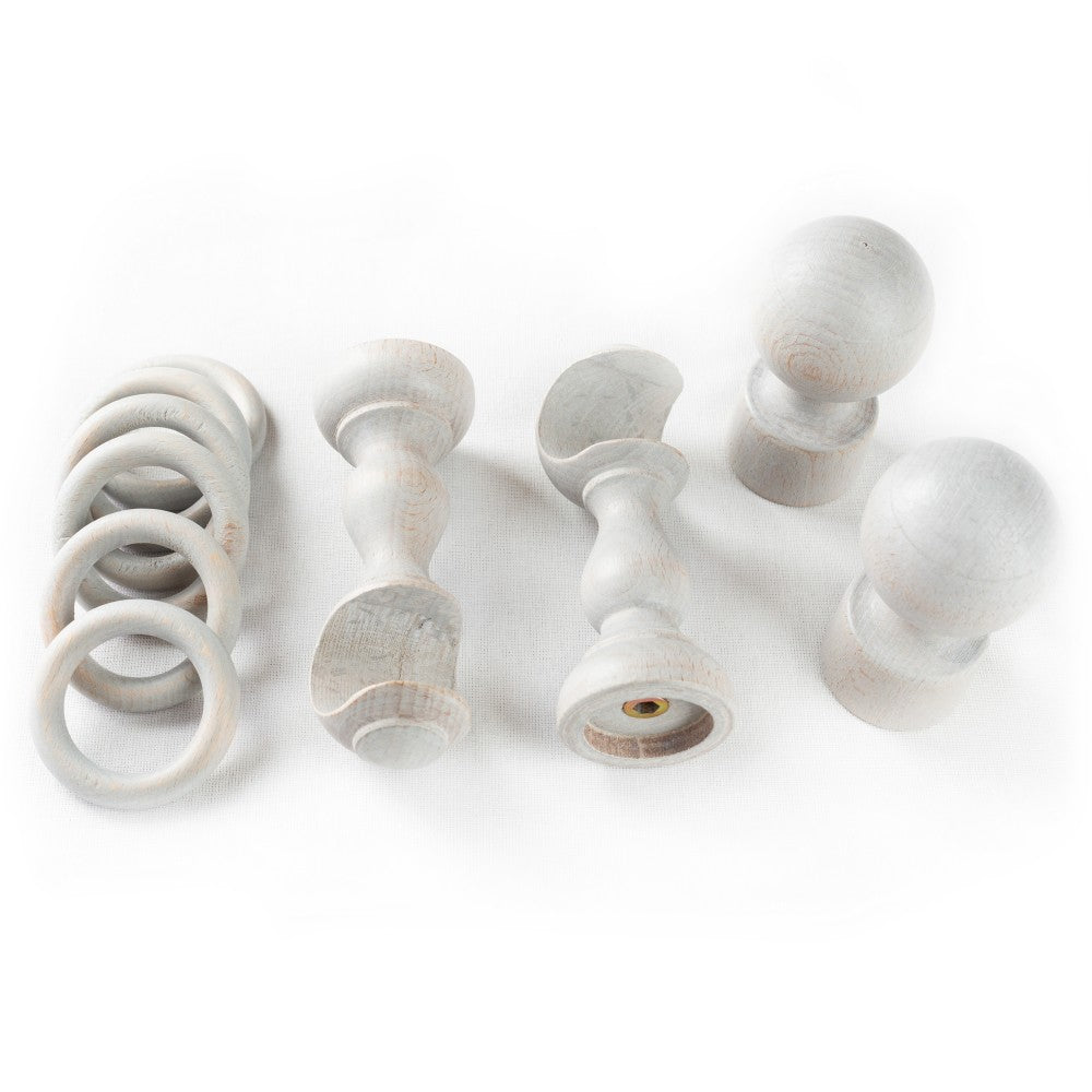 Galerie simpla lemn masiv Giro, consola clasica, nuanta gri-antic, 300 cm - KIT COMPLET