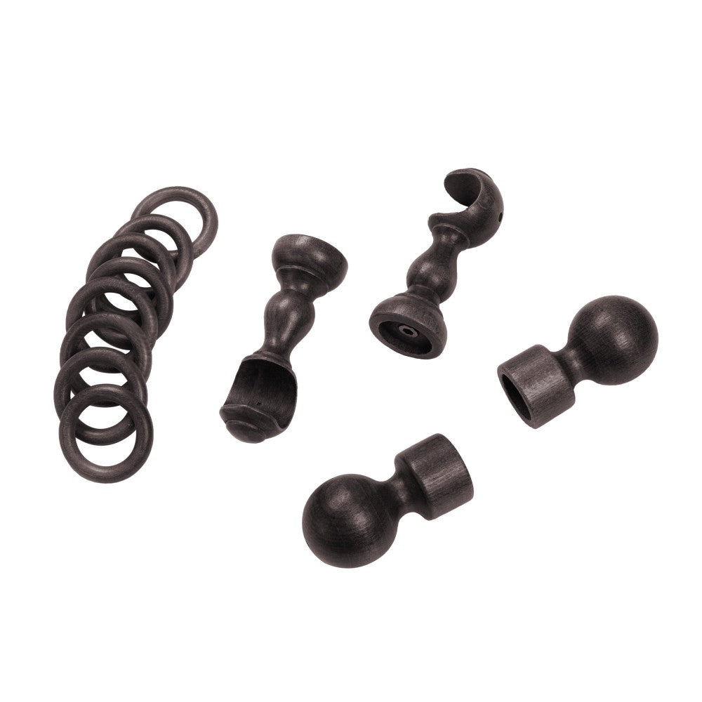 Galerie simpla lemn masiv Giro, consola clasica, nuanta wenge, 120 cm - KIT COMPLET