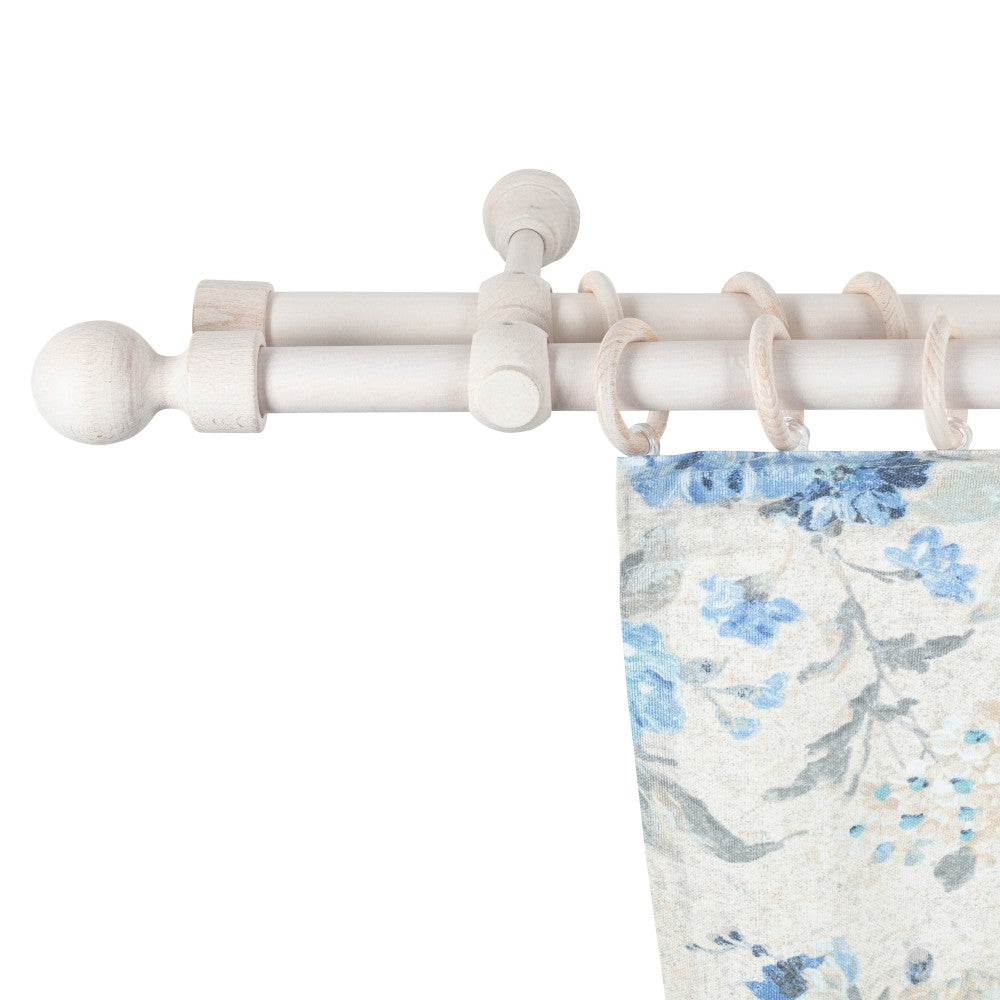 Galerie dubla lemn masiv Giro, nuanta alb-antic, 300 cm - KIT COMPLET