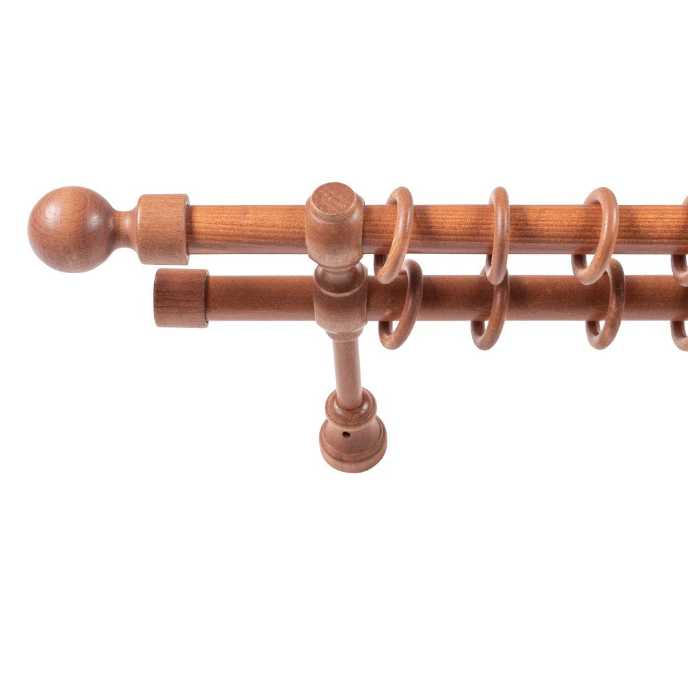 Galerie dubla lemn masiv Giro, nuanta cires, 160 cm - KIT COMPLET