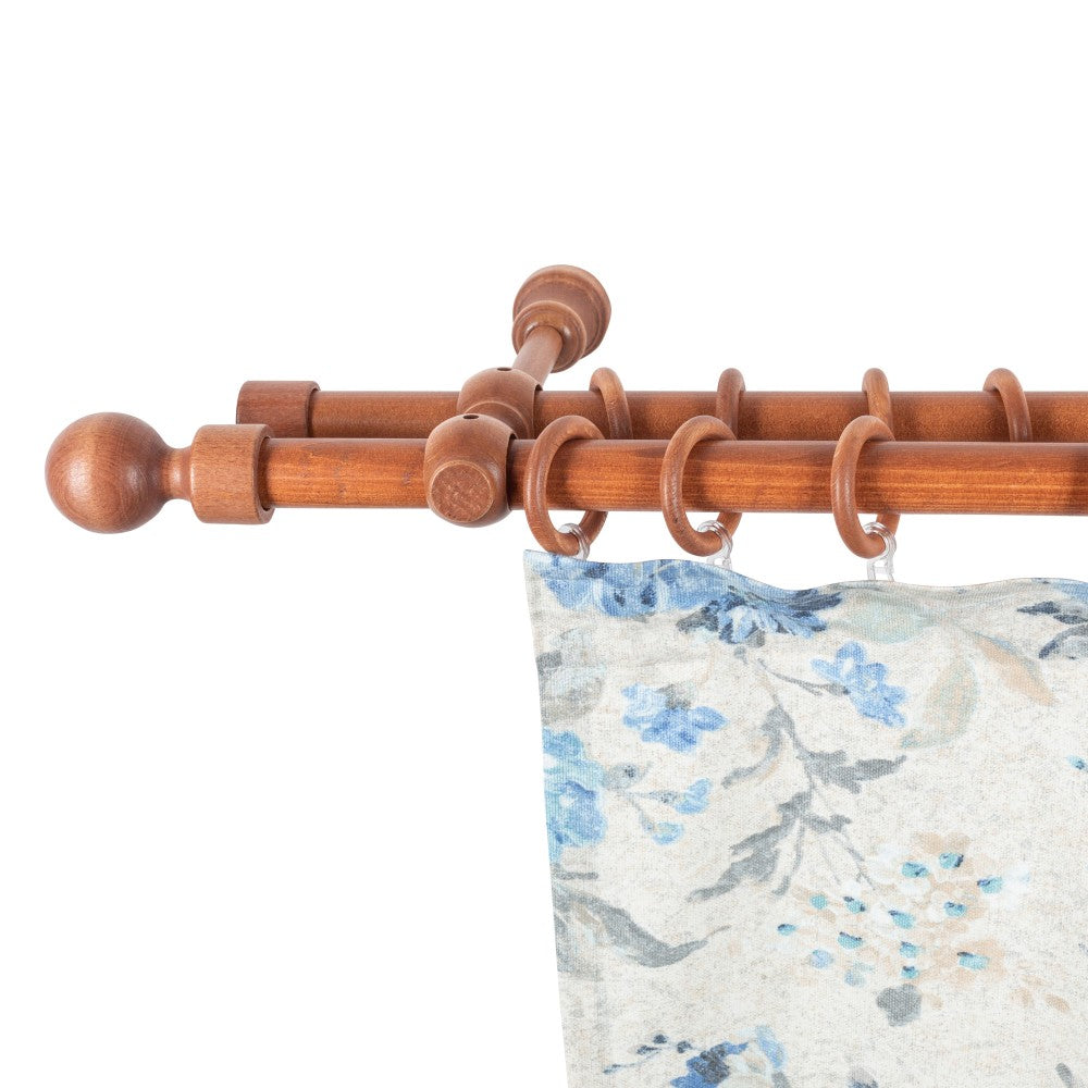 Galerie dubla lemn masiv Giro, nuanta cires, 300 cm - KIT COMPLET