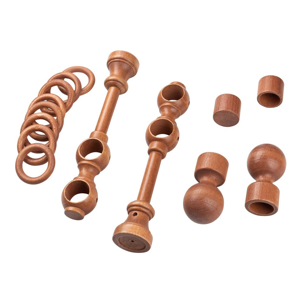 Galerie dubla lemn masiv Giro, nuanta cires, 280 cm - KIT COMPLET
