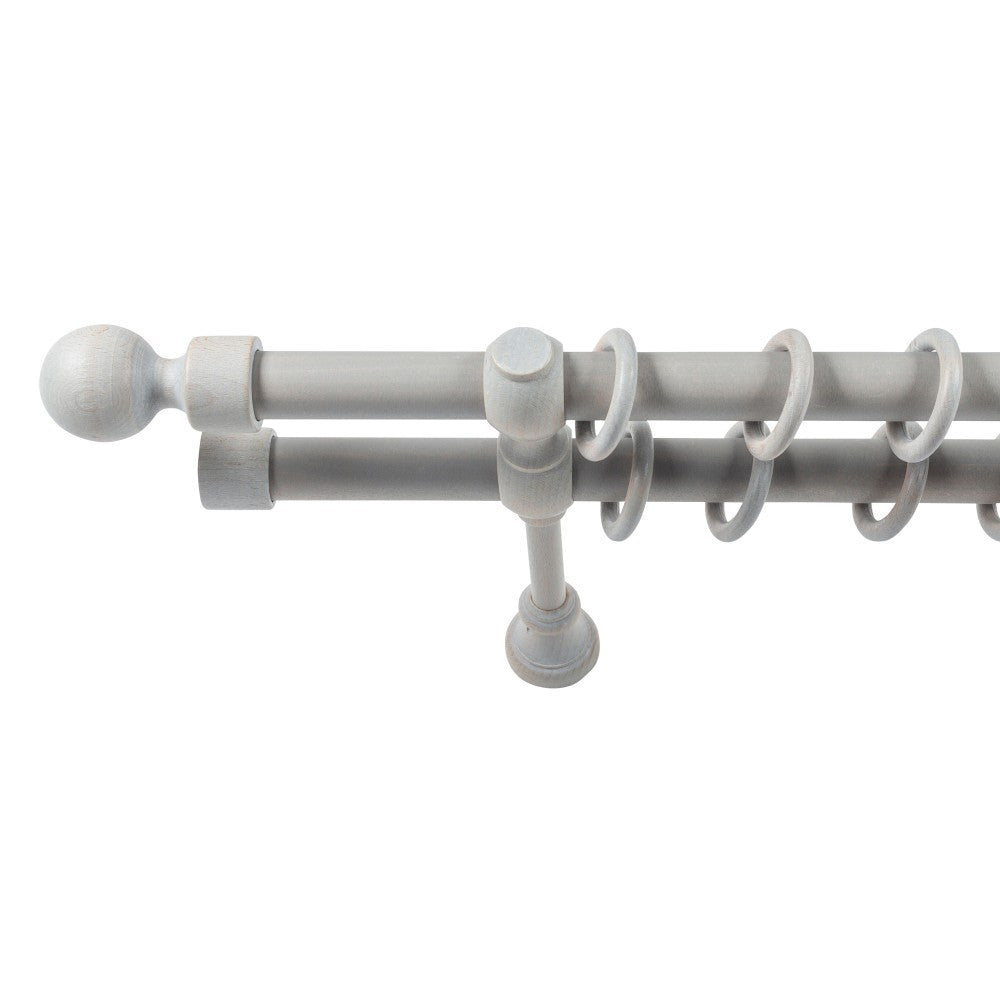 Galerie dubla lemn masiv Giro, nuanta gri-antic, 140 cm - KIT COMPLET