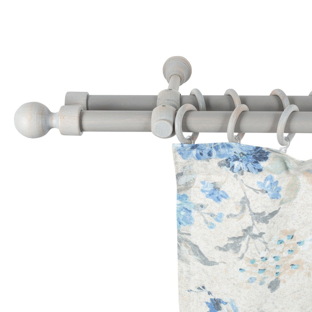 Galerie dubla lemn masiv Giro, nuanta gri-antic, 140 cm - KIT COMPLET