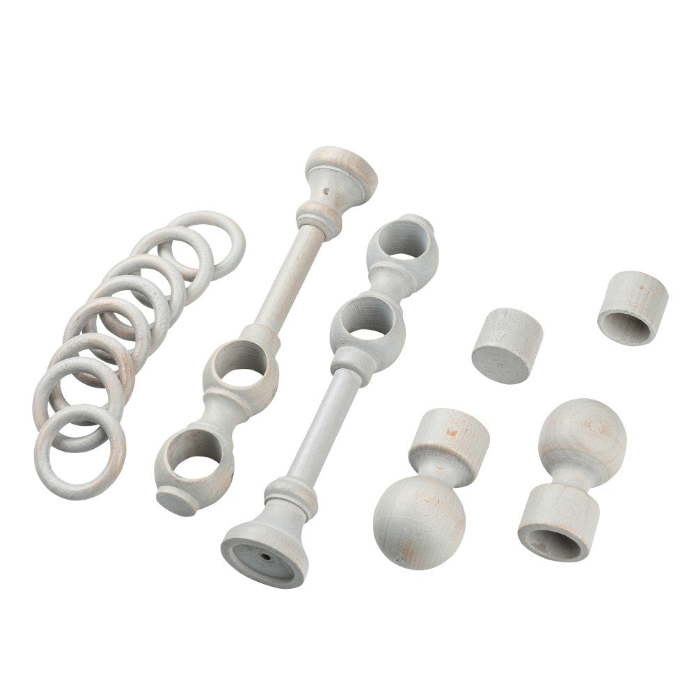 Galerie dubla lemn masiv Giro, nuanta gri-antic, 140 cm - KIT COMPLET