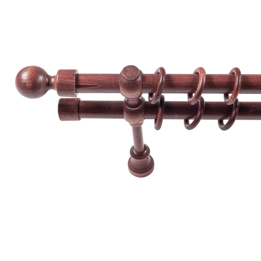 Galerie dubla lemn masiv Giro, nuanta mahon, 120 cm - KIT COMPLET