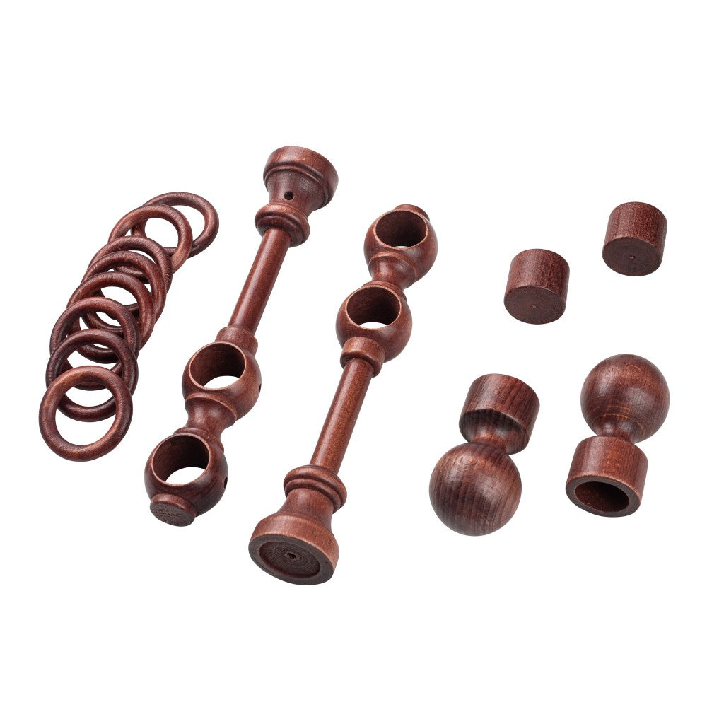 Galerie dubla lemn masiv Giro, nuanta mahon, 120 cm - KIT COMPLET