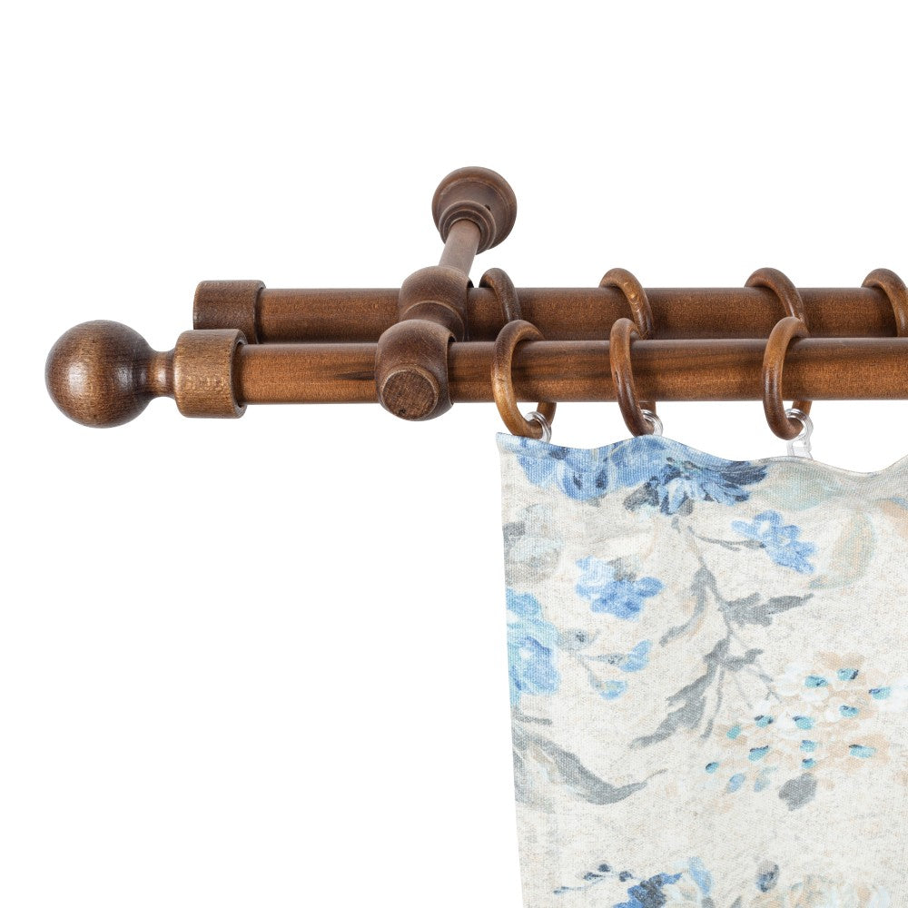 Galerie dubla lemn masiv Giro, nuanta nuc, 240 cm - KIT COMPLET