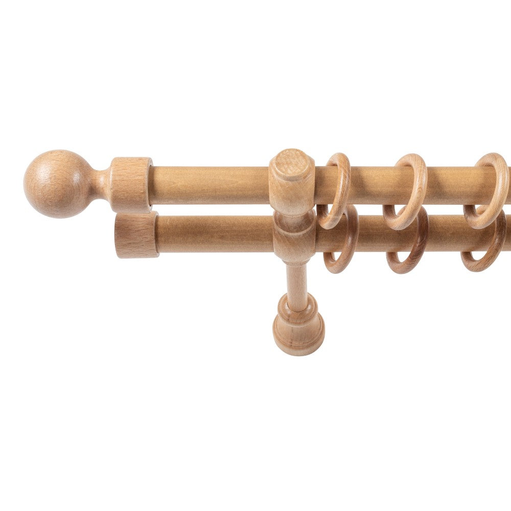 Galerie dubla lemn masiv Giro, nuanta stejar, 180 cm - KIT COMPLET