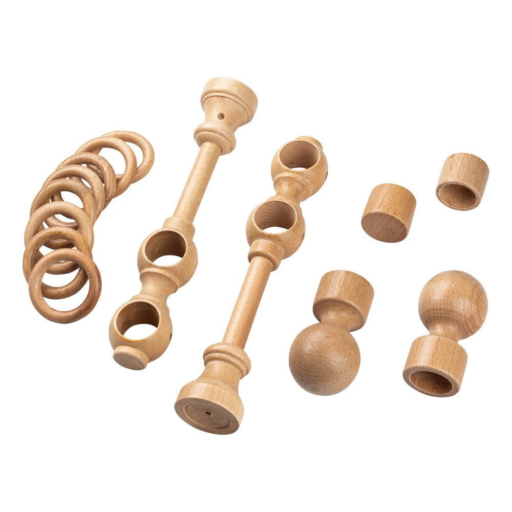 Galerie dubla lemn masiv Giro, nuanta stejar, 220 cm - KIT COMPLET