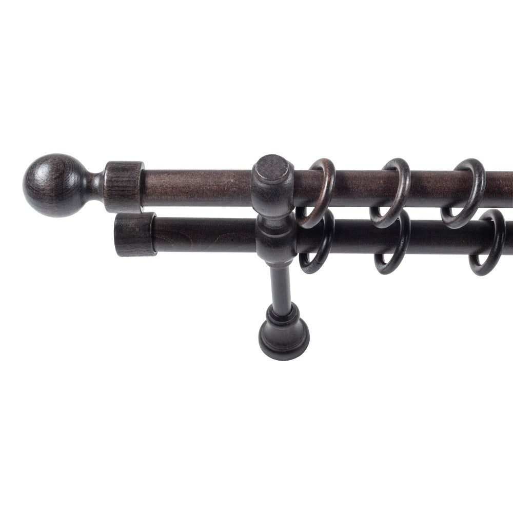 Galerie dubla lemn masiv Giro, nuanta wenge, 200 cm - KIT COMPLET
