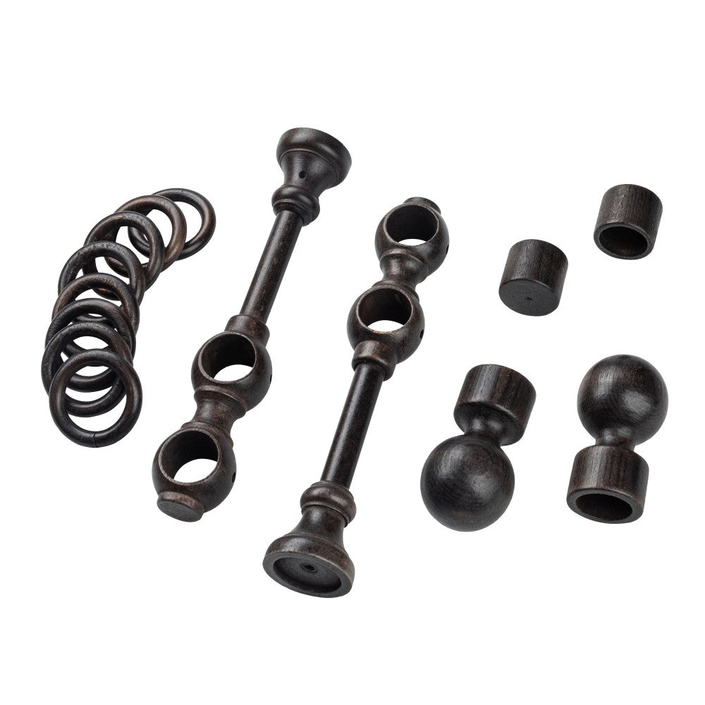 Galerie dubla lemn masiv Giro, nuanta wenge, 160 cm - KIT COMPLET