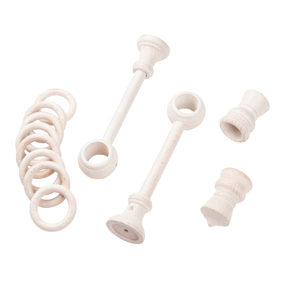 Galerie simpla lemn masiv King, consola standard, nuanta alb-antic, 160 cm - KIT COMPLET