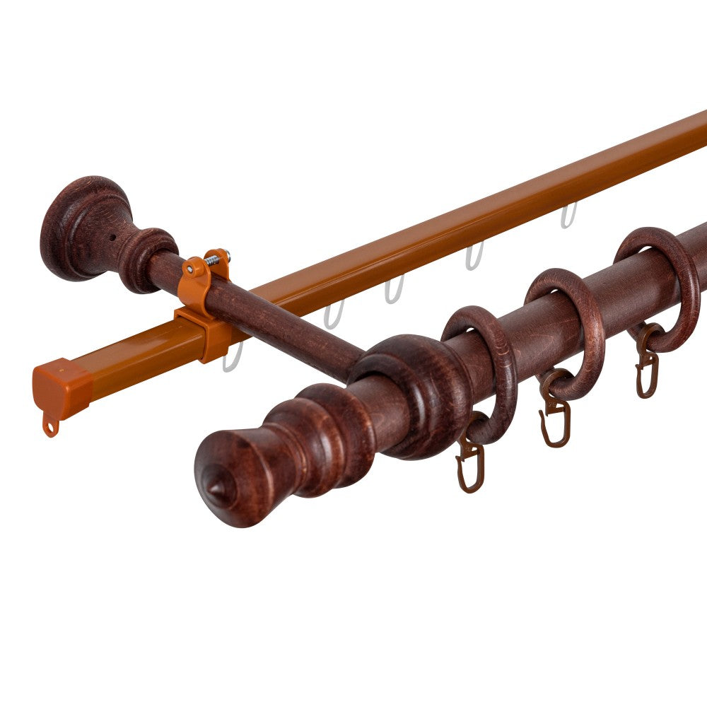 Simple solid wood King gallery, mahogany shade, 160 cm - U-RAIL INCLUDED