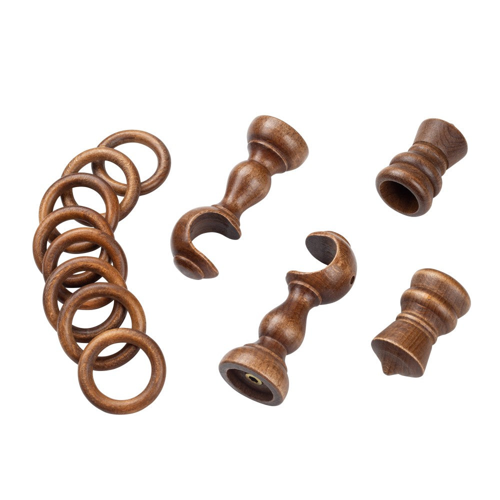 Galerie simpla lemn masiv King, consola clasica, nuanta nuc, 140 cm - KIT COMPLET