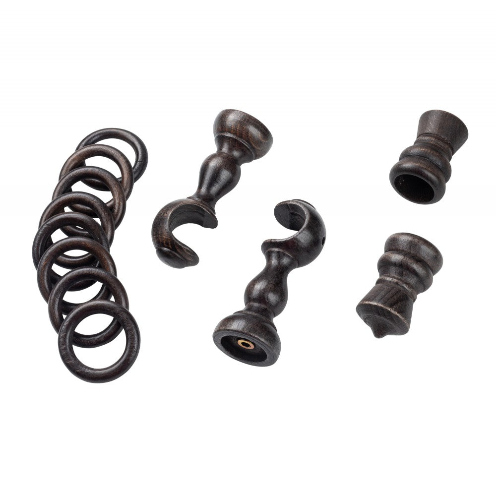 Galerie simpla lemn masiv King, consola clasica, nuanta wenge, 180 cm - KIT COMPLET