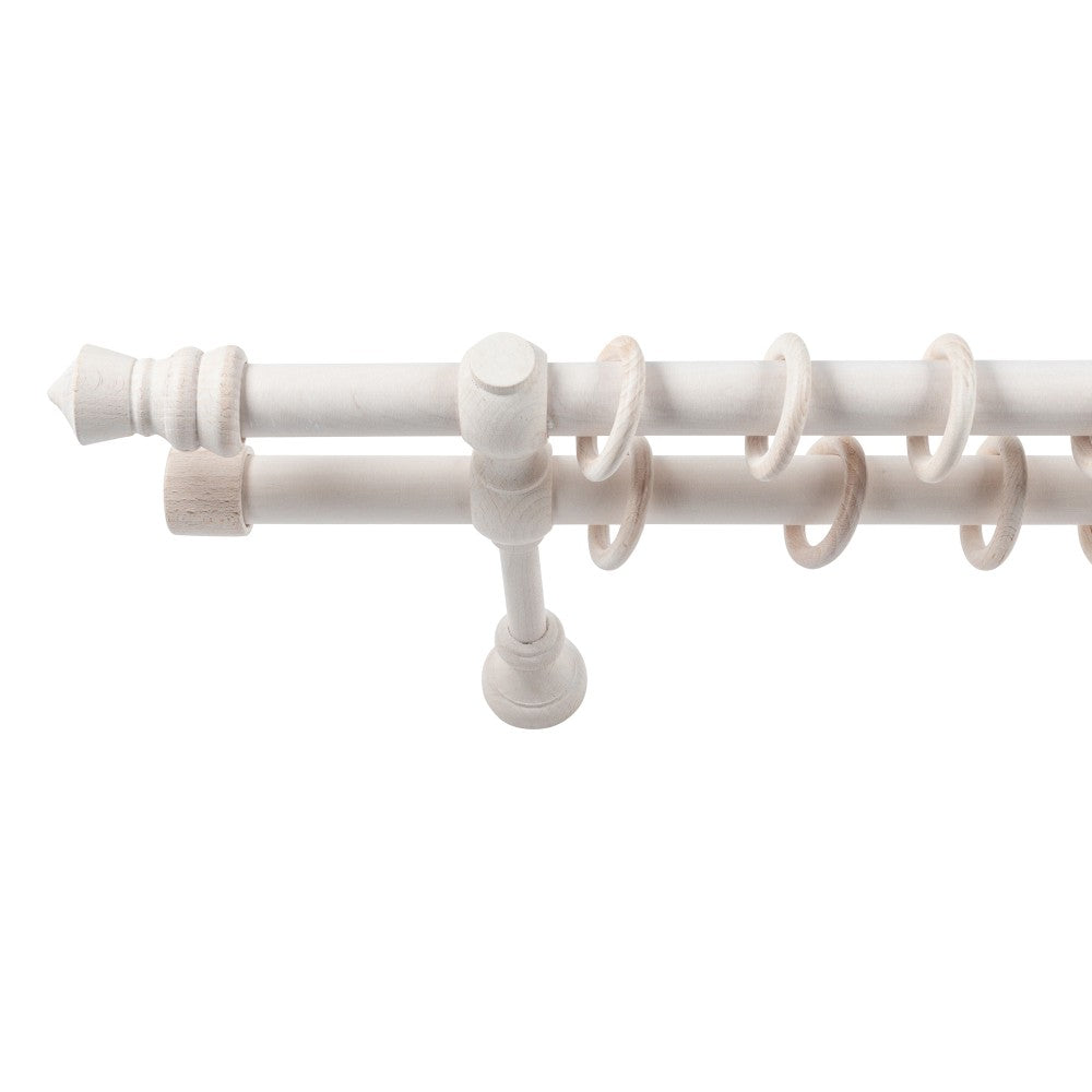 Galerie dubla lemn masiv King, nuanta alb-antic, 200 cm - KIT COMPLET