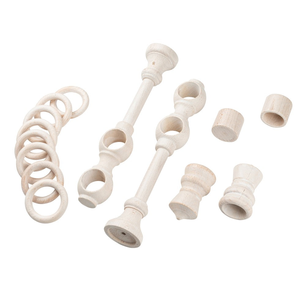 Galerie dubla lemn masiv King, nuanta alb-antic, 400 cm - KIT COMPLET