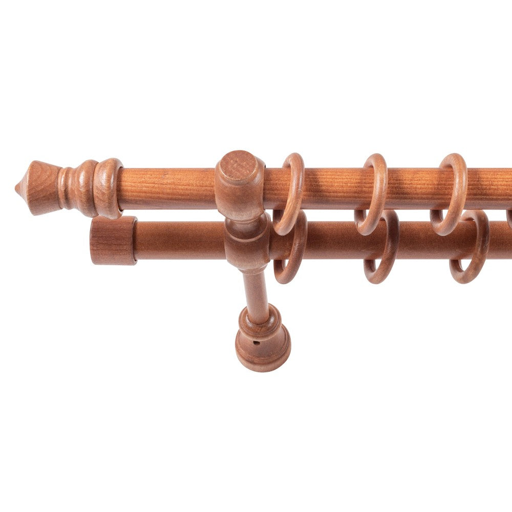 Galerie dubla lemn masiv King, nuanta cires, 400 cm - KIT COMPLET