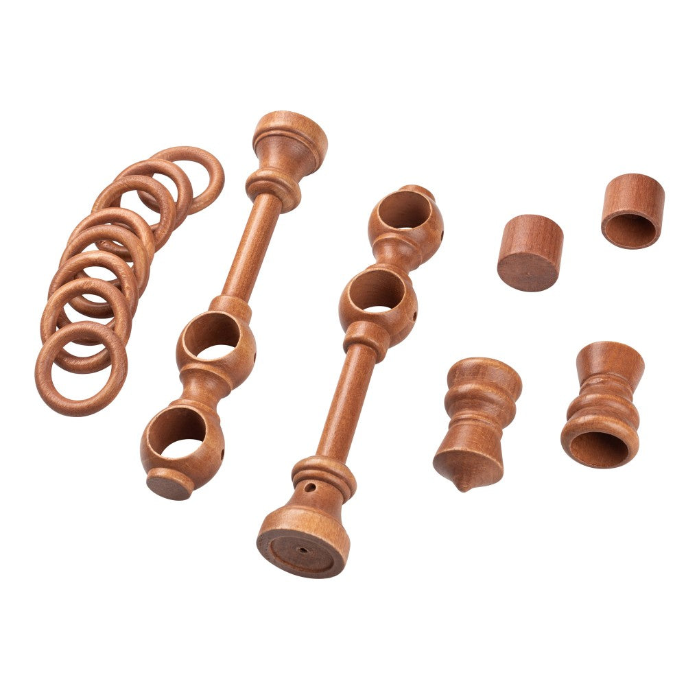 Galerie dubla lemn masiv King, nuanta cires, 260 cm - KIT COMPLET