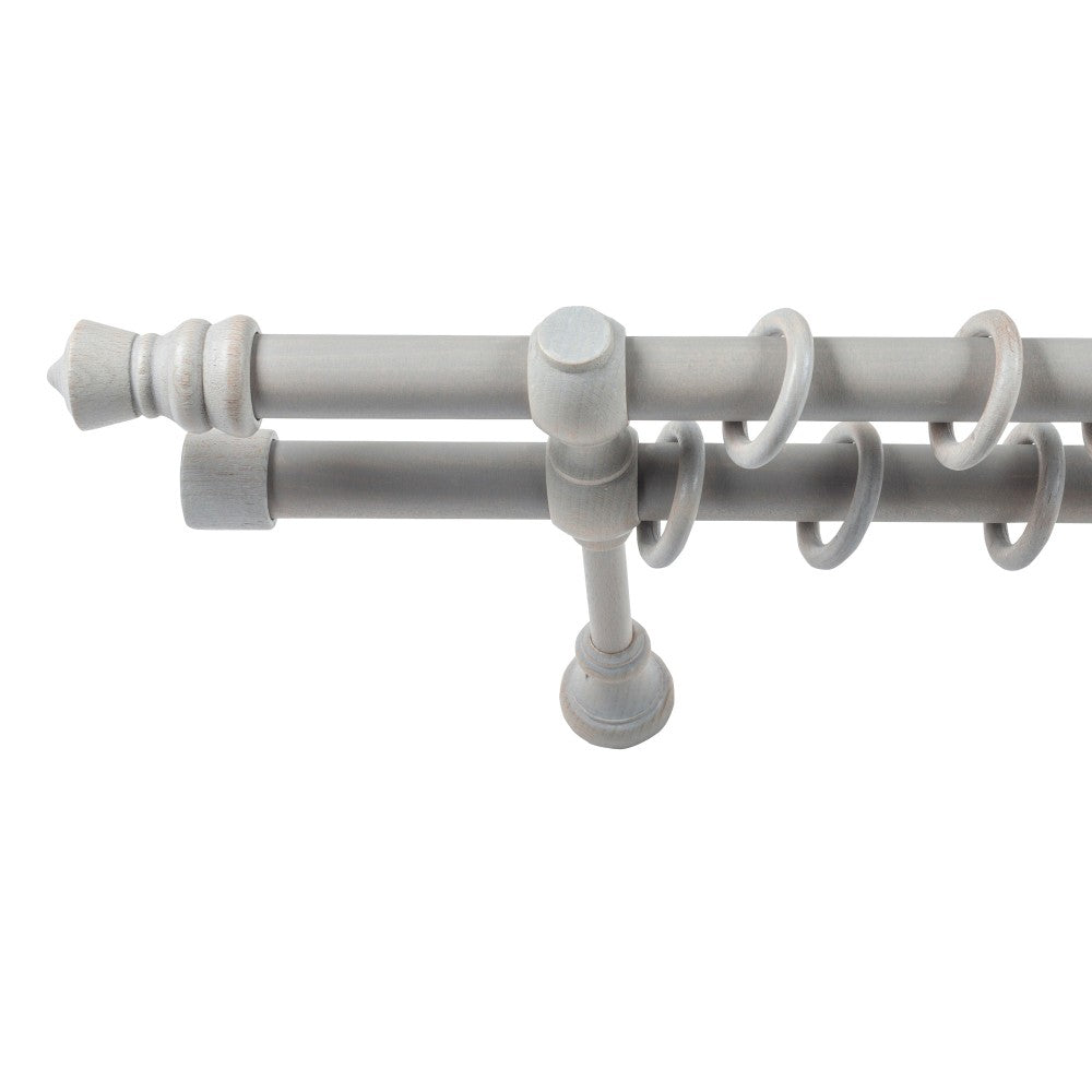 Galerie dubla lemn masiv King, nuanta gri-antic, 240 cm - KIT COMPLET