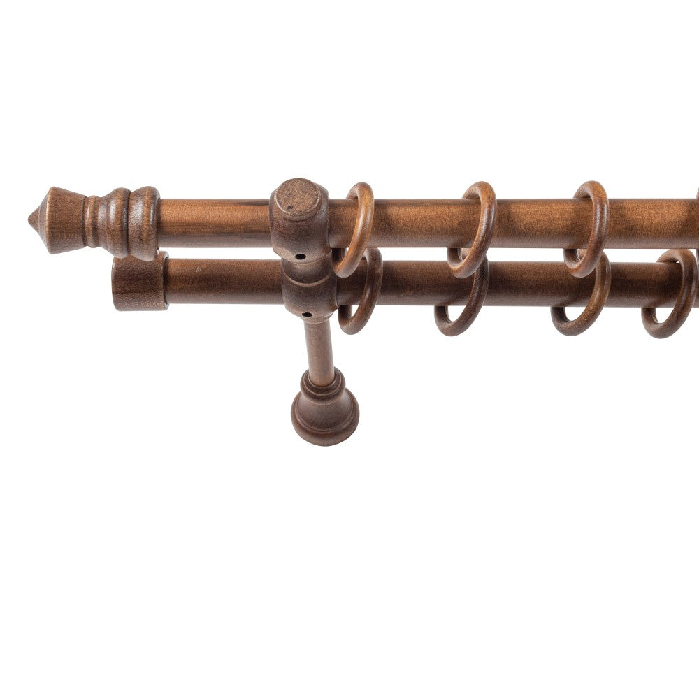 Galerie dubla lemn masiv King, nuanta nuc, 280 cm - KIT COMPLET