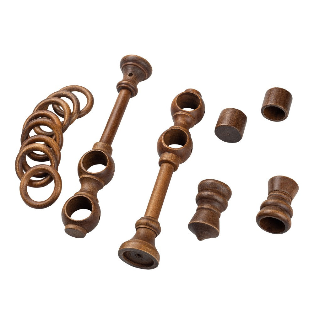 Galerie dubla lemn masiv King, nuanta nuc, 280 cm - KIT COMPLET